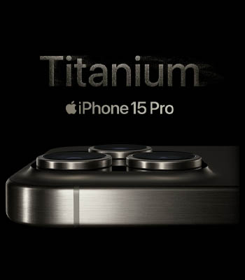 iPhone 15 Pro product image with logo and Titanium wording above